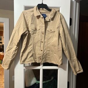 Women's Faconnable Tan Cotton Jean Jacket - Classic Button-Front